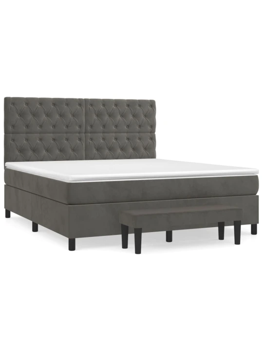 Box spring postel s matrací tmavě šedá 160x200 cm samet