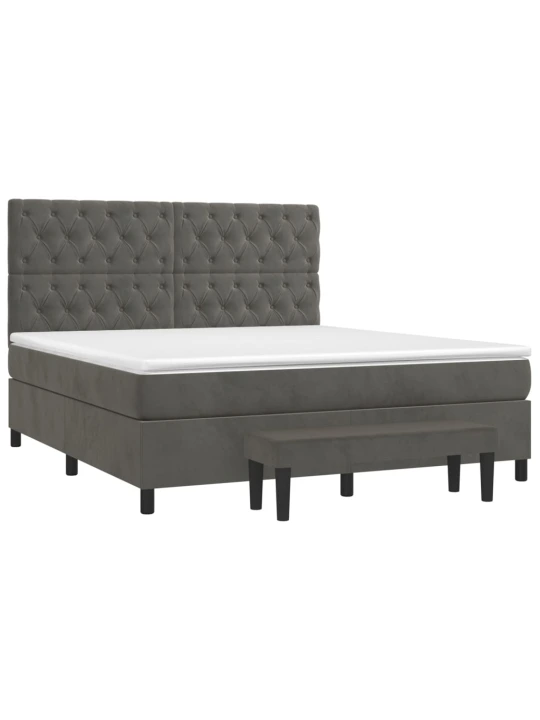 Box spring postel s matrací tmavě šedá 160x200 cm samet