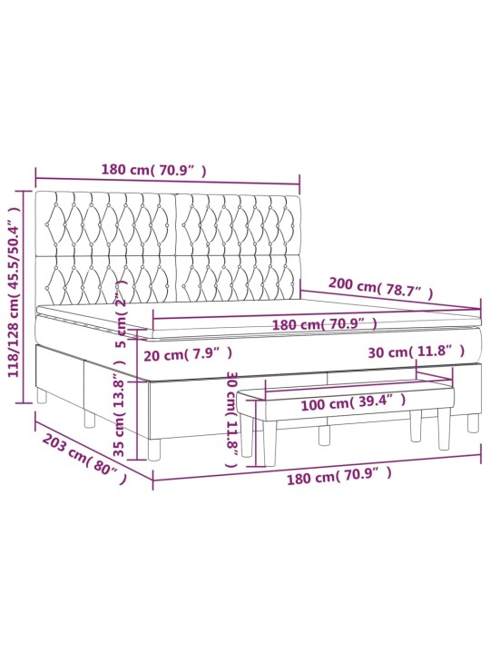 Box spring postel s matrací černá 180x200 cm samet