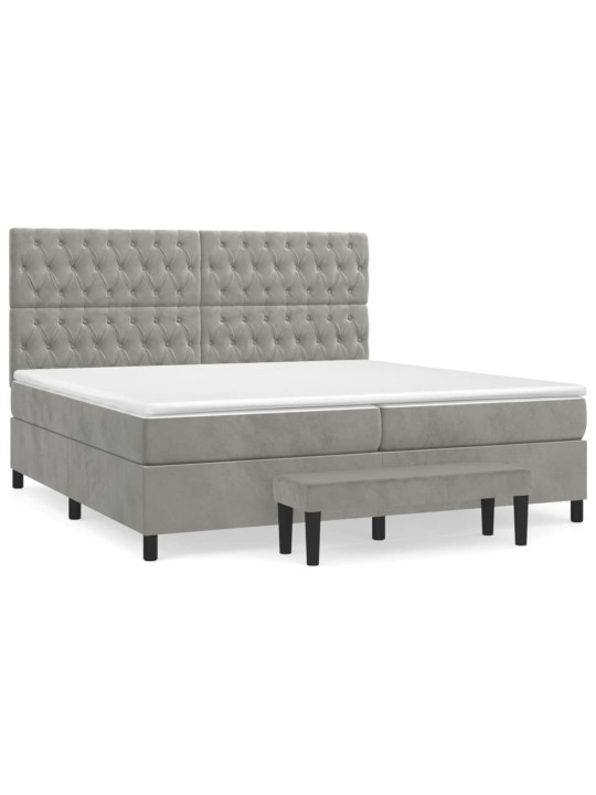 Box spring postel s matrací světle šedá 200x200 cm samet