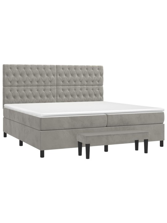 Box spring postel s matrací světle šedá 200x200 cm samet