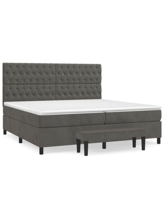 Box spring postel s matrací tmavě šedá 200x200 cm samet