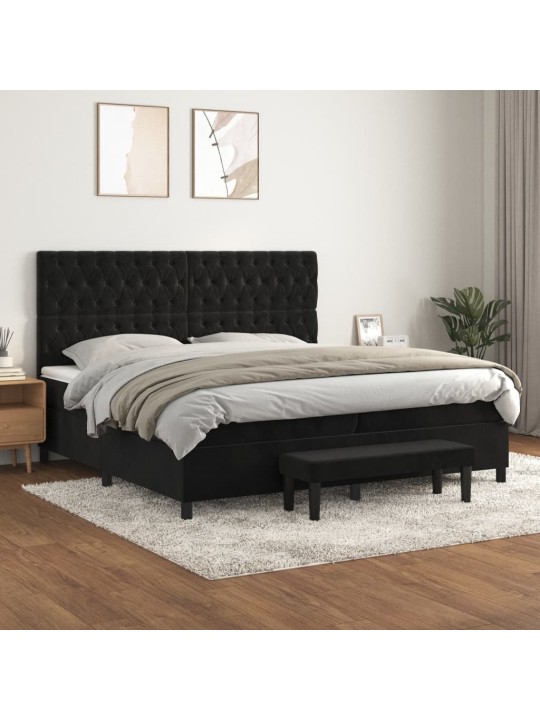 Box spring postel s matrací černá 200x200 cm samet