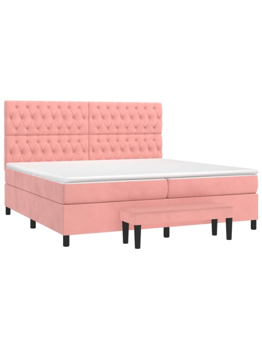 Box spring postel s matrací růžová 200x200 cm samet
