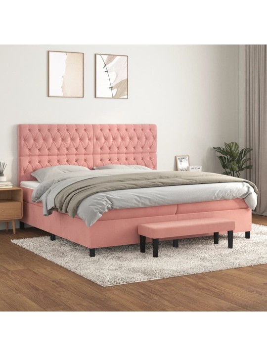 Box spring postel s matrací růžová 200x200 cm samet