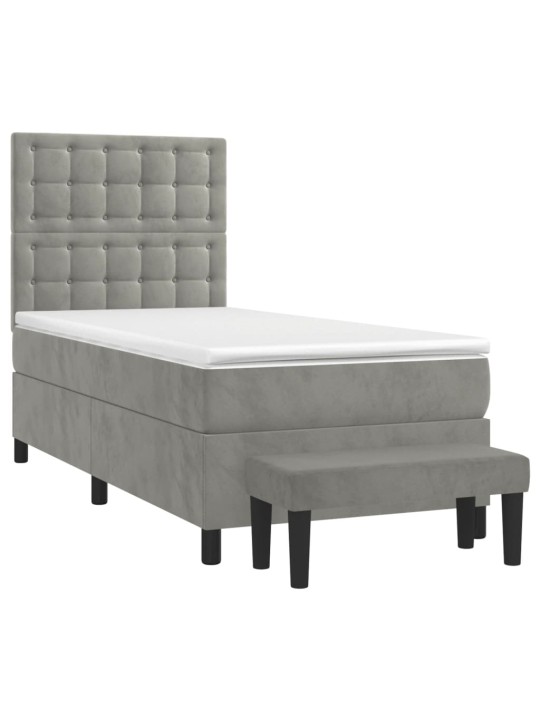 Box spring postel s matrací světle šedá 80 x 200 cm samet