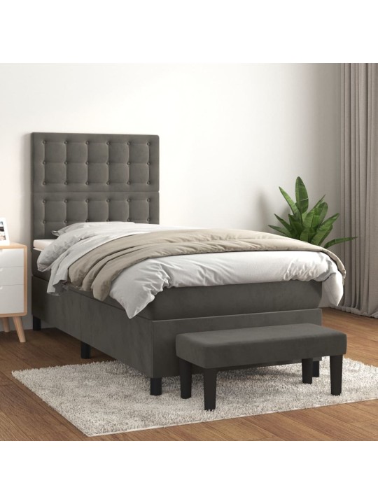 Box spring postel s matrací tmavě šedá 80 x 200 cm samet