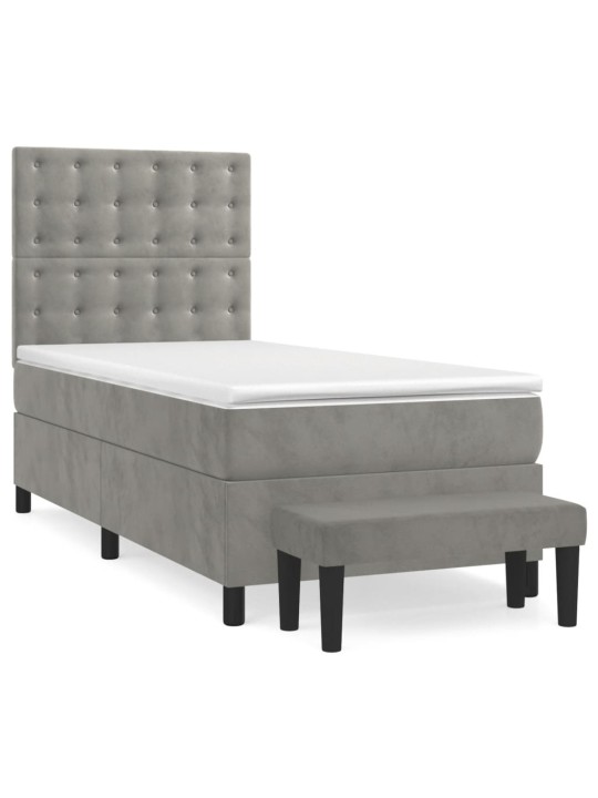 Box spring postel s matrací světle šedá 90x190 cm samet