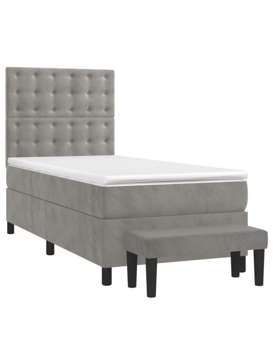 Box spring postel s matrací světle šedá 90x190 cm samet