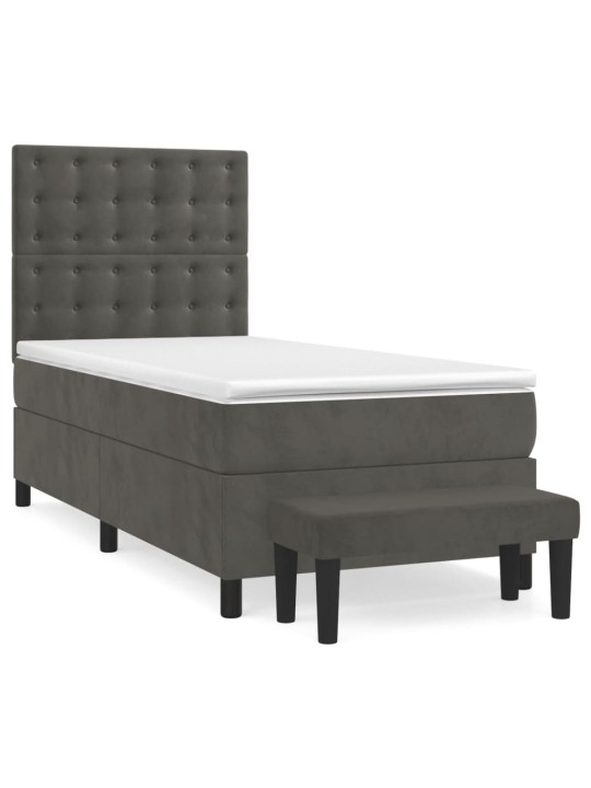 Box spring postel s matrací tmavě šedá 90x190 cm samet