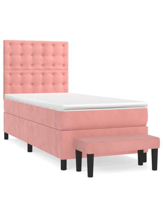 Box spring postel s matrací růžová 90x190 cm samet