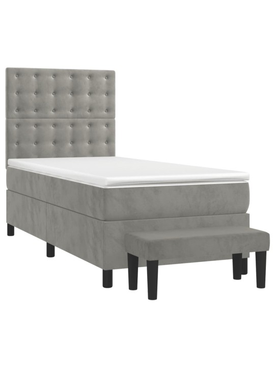 Box spring postel s matrací světle šedá 90x200 cm samet
