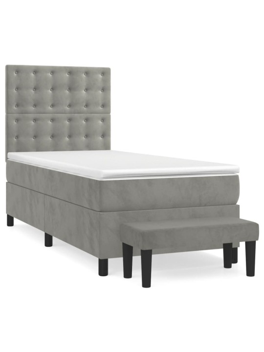 Box spring postel s matrací světle šedá 90x200 cm samet