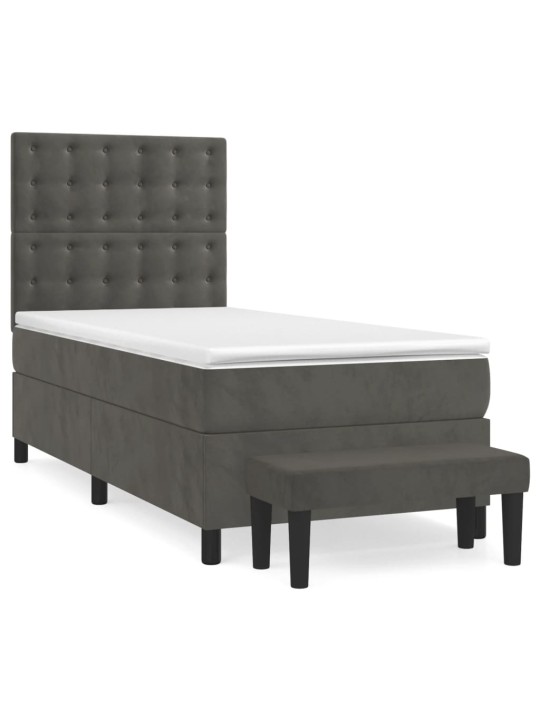Box spring postel s matrací tmavě šedá 90x200 cm samet