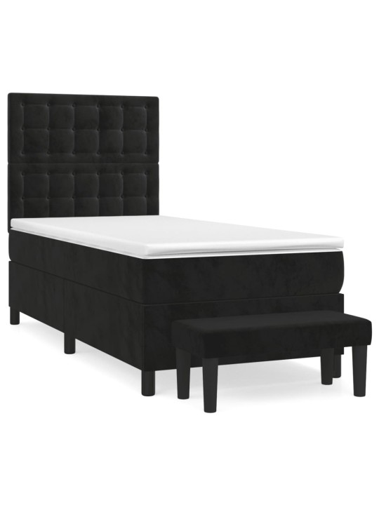 Box spring postel s matrací černá 90x200 cm samet