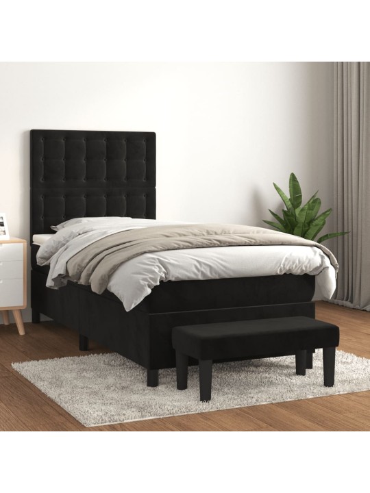 Box spring postel s matrací černá 90x200 cm samet