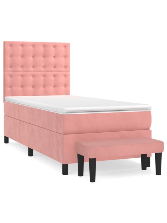 Box spring postel s matrací růžová 90x200 cm samet