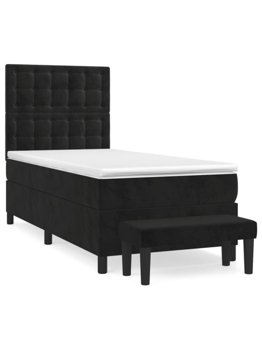 Box spring postel s matrací černá 100x200 cm samet
