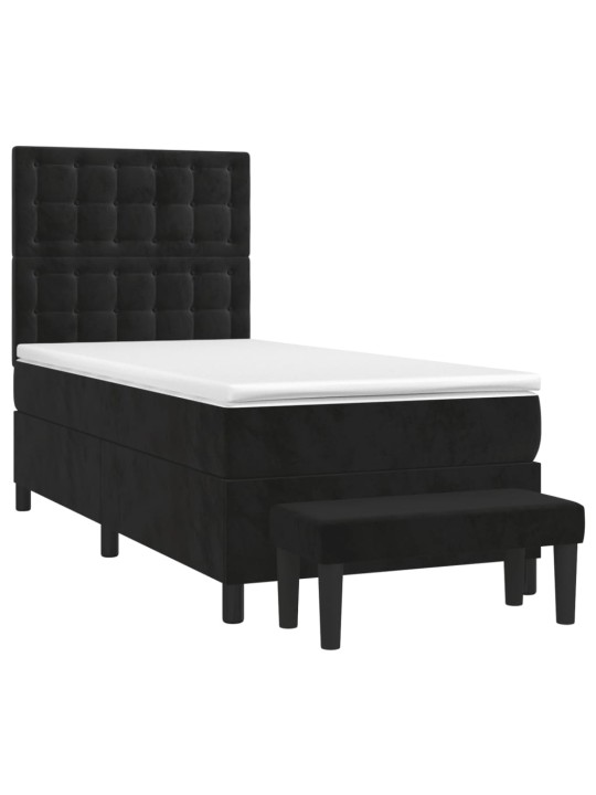 Box spring postel s matrací černá 100x200 cm samet