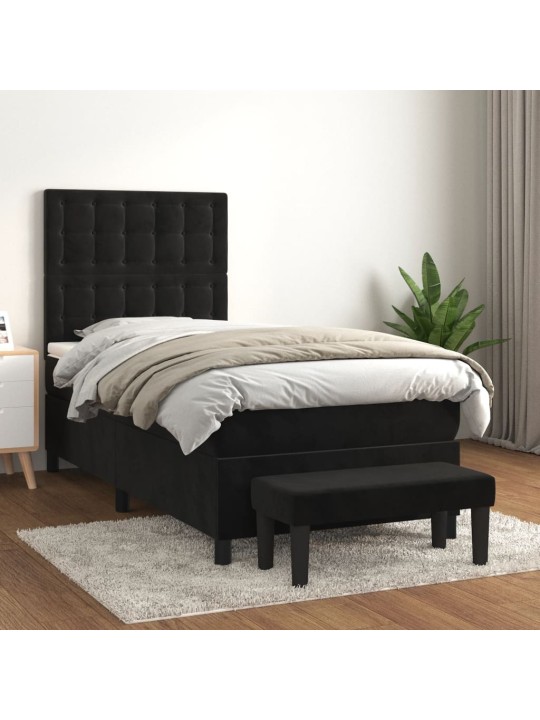 Box spring postel s matrací černá 100x200 cm samet