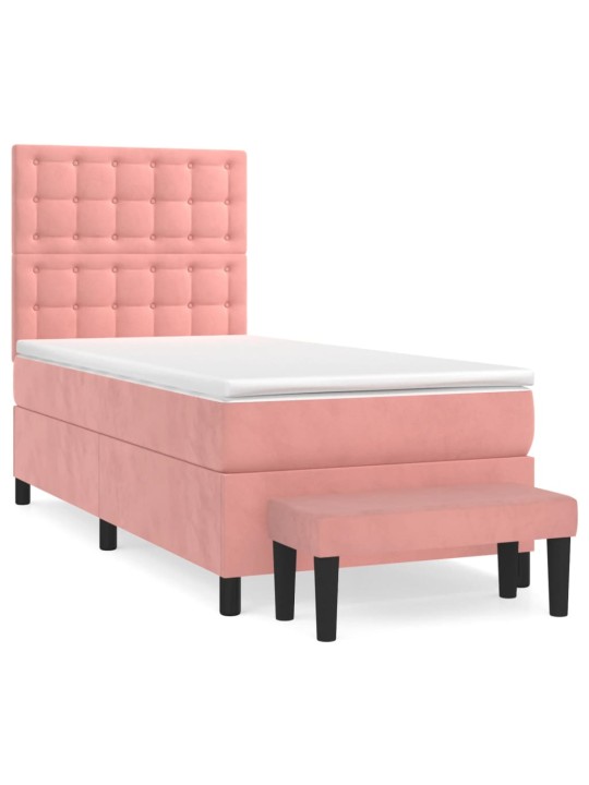 Box spring postel s matrací růžová 100x200 cm samet