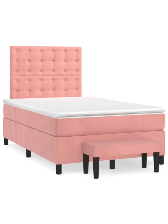 Box spring postel s matrací růžová 120 x 200 cm samet