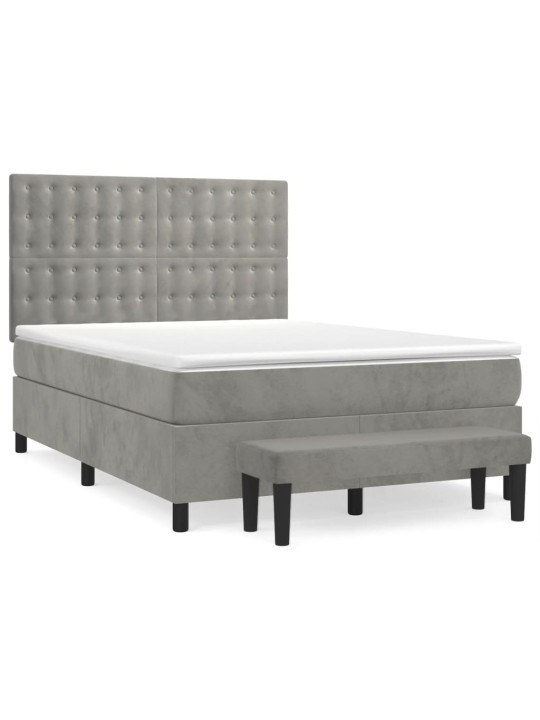 Box spring postel s matrací světle šedá 140x190 cm samet