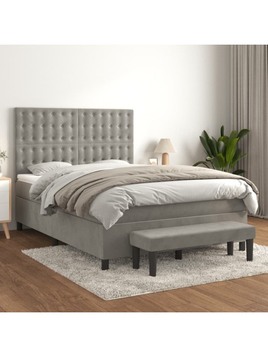 Box spring postel s matrací světle šedá 140x190 cm samet