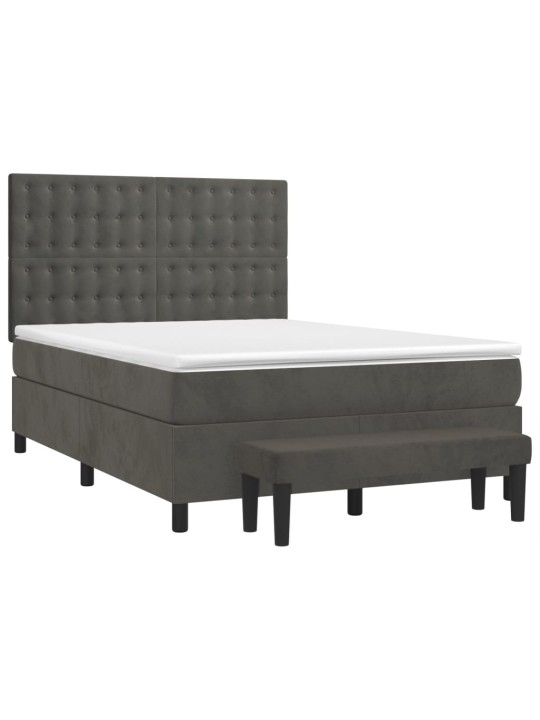 Box spring postel s matrací tmavě šedý 140 x 190 cm samet