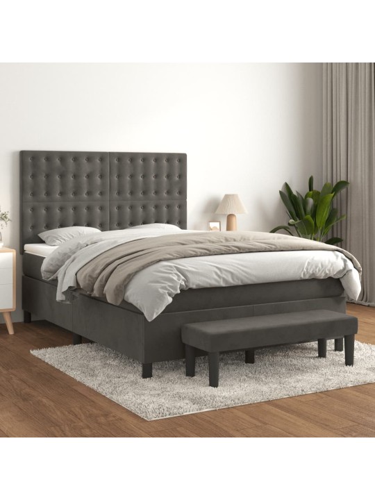 Box spring postel s matrací tmavě šedý 140 x 190 cm samet