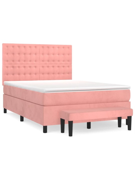 Box spring postel s matrací růžová 140x190 cm samet