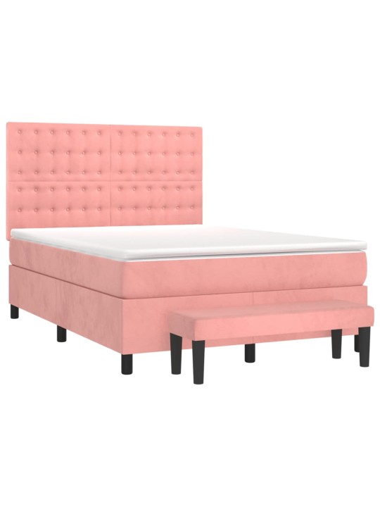 Box spring postel s matrací růžová 140x190 cm samet