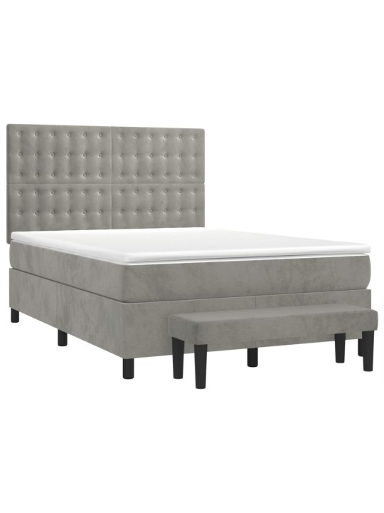 Box spring postel s matrací světle šedá 140x200 cm samet