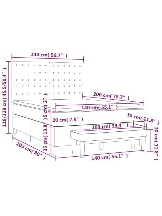Box spring postel s matrací černá 140x200 cm samet