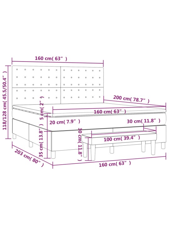 Box spring postel s matrací černá 160x200 cm samet
