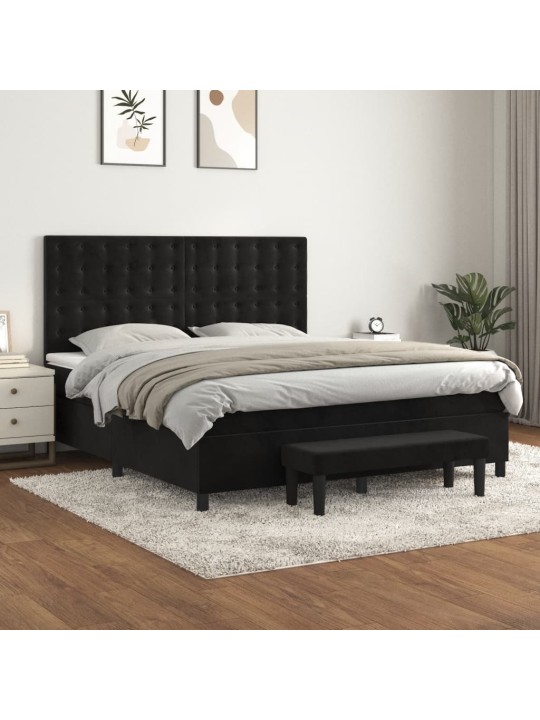 Box spring postel s matrací černá 160x200 cm samet