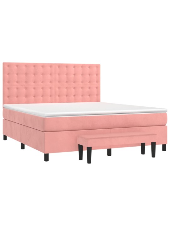 Box spring postel s matrací růžová 160x200 cm samet