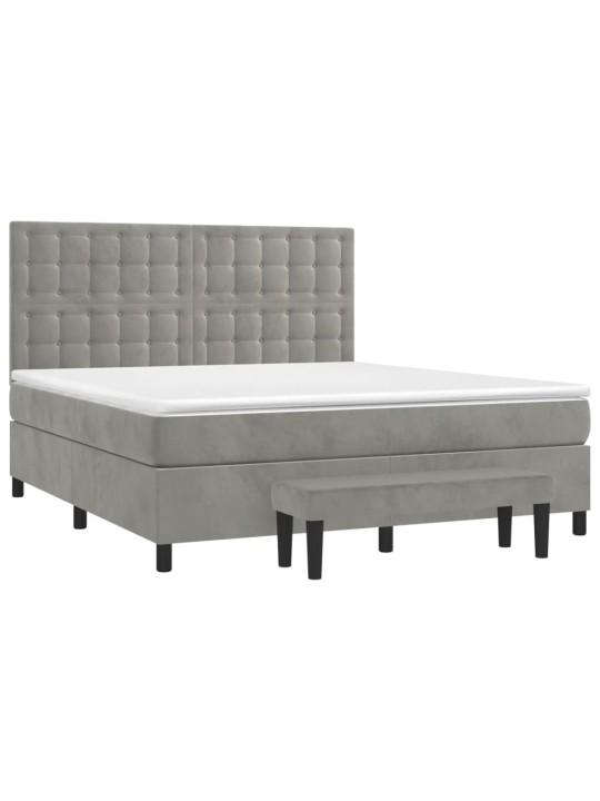 Box spring postel s matrací světle šedá 180x200 cm samet