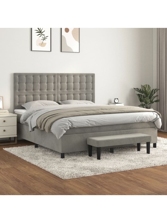 Box spring postel s matrací světle šedá 180x200 cm samet