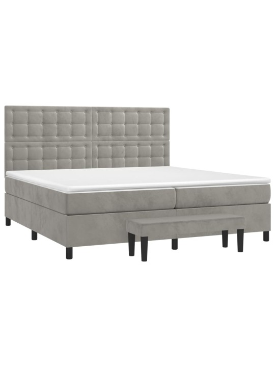 Box spring postel s matrací světle šedá 200x200 cm samet