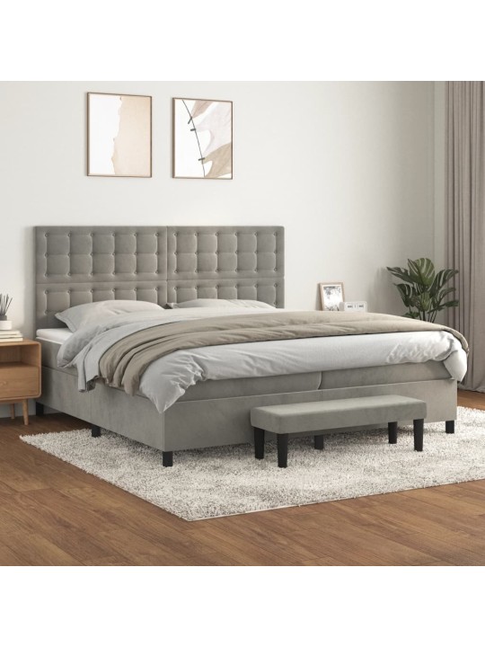 Box spring postel s matrací světle šedá 200x200 cm samet