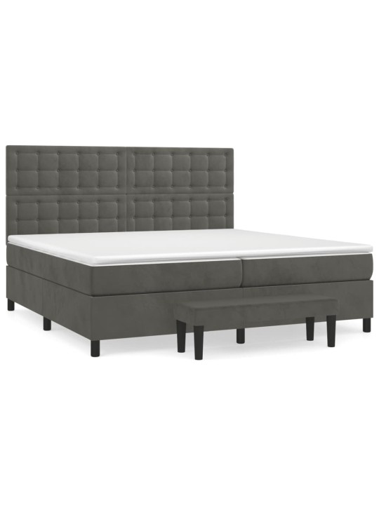 Box spring postel s matrací tmavě šedá 200x200 cm samet