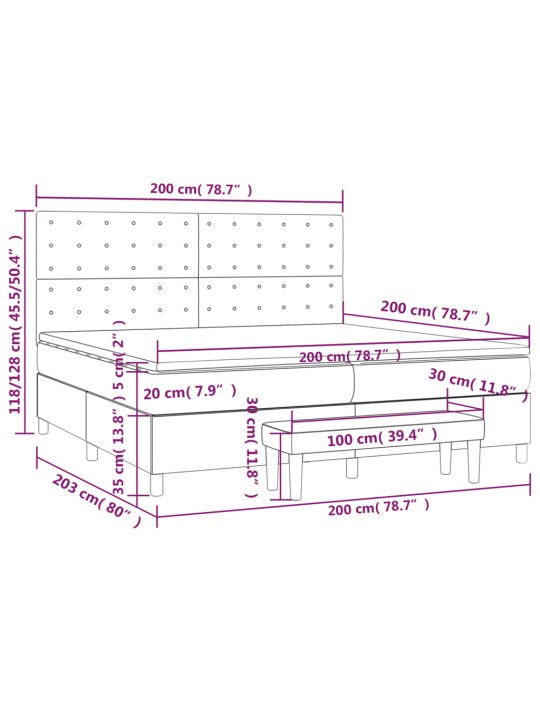 Box spring postel s matrací černá 200x200 cm samet
