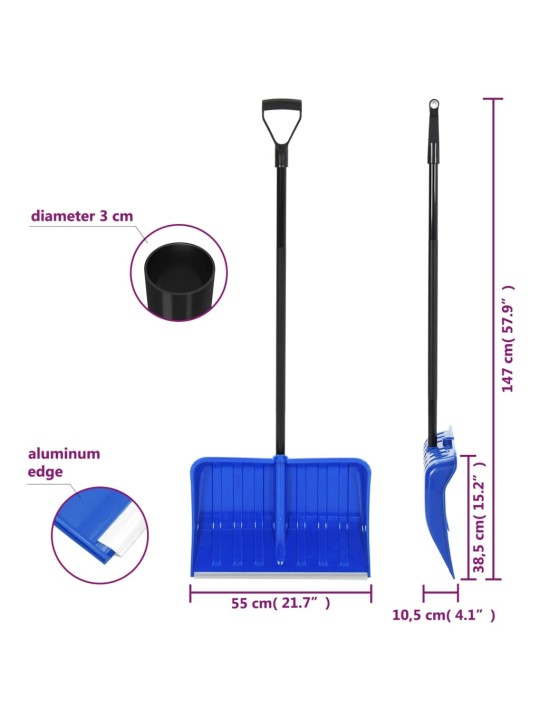 Lopata na sníh modrá 147 cm kov