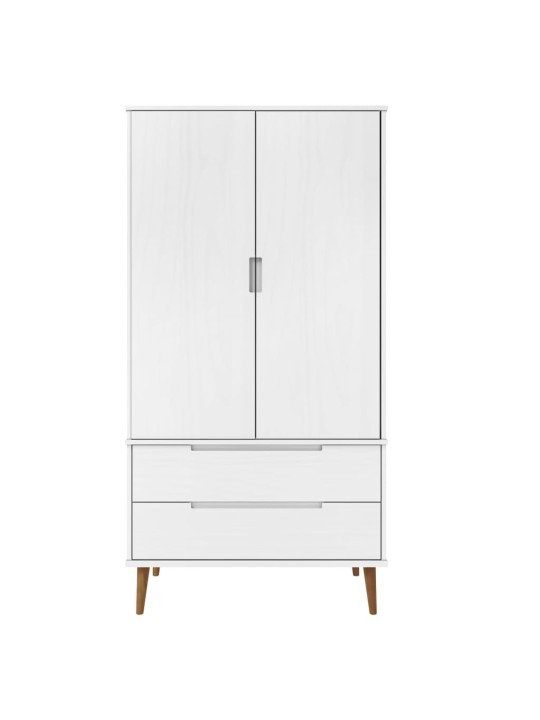 Šatní skříň MOLDE bílá 90 x 55 x 175 cm masivní borové dřevo
