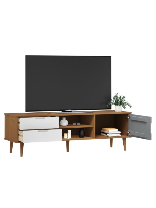 TV stolek MOLDE hnědý 158 x 40 x 49 cm masivní borové dřevo