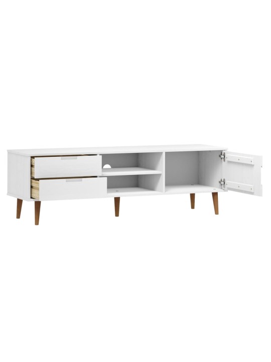TV stolek MOLDE bílý 158 x 40 x 49 cm masivní borové dřevo