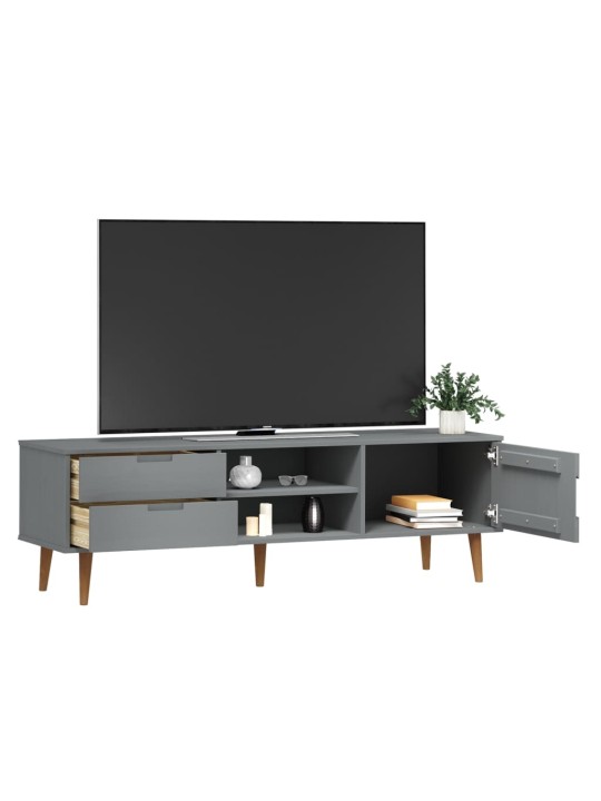 TV stolek MOLDE šedý 158 x 40 x 49 cm masivní borové dřevo