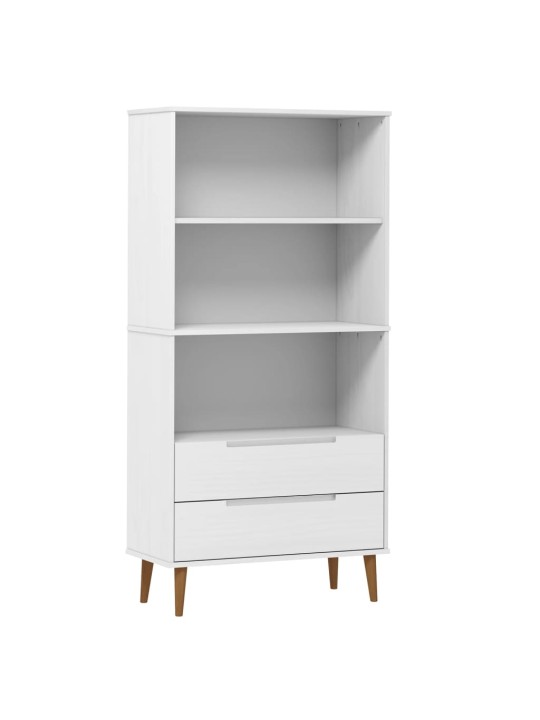 Knihovna MOLDE bílá 85 x 35 x 170,5 cm masivní borové dřevo