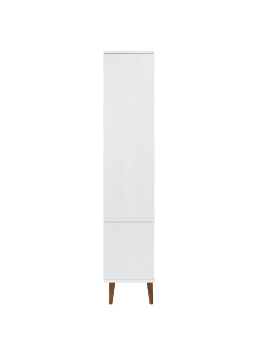 Vitrína MOLDE bílá 90 x 35 x 175 cm masivní borové dřevo